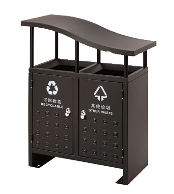 古典斜蓋鋼制垃圾桶