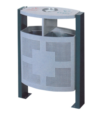 戶外單桶沖孔鋼制垃圾桶