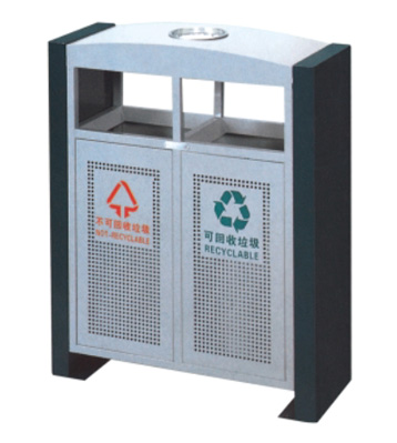 拱形沖孔戶外分類鋼制垃圾桶主圖