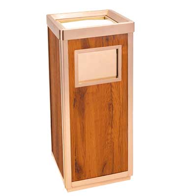 仿木紋玫瑰金垃圾桶