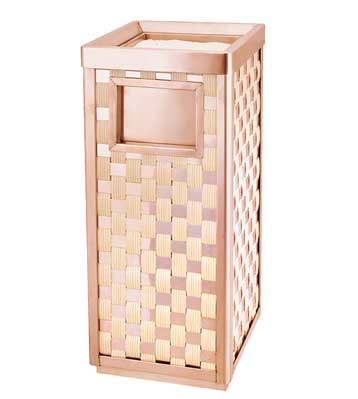 玫瑰金編織紋垃圾桶
