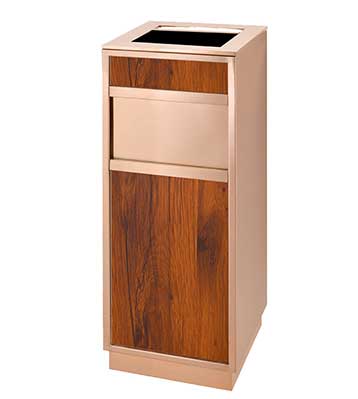玫瑰金室內(nèi)仿木垃圾桶