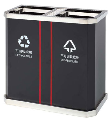 商場靠墻分類垃圾桶