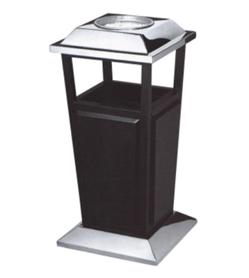 黑金鋼座地鐵皮垃圾桶